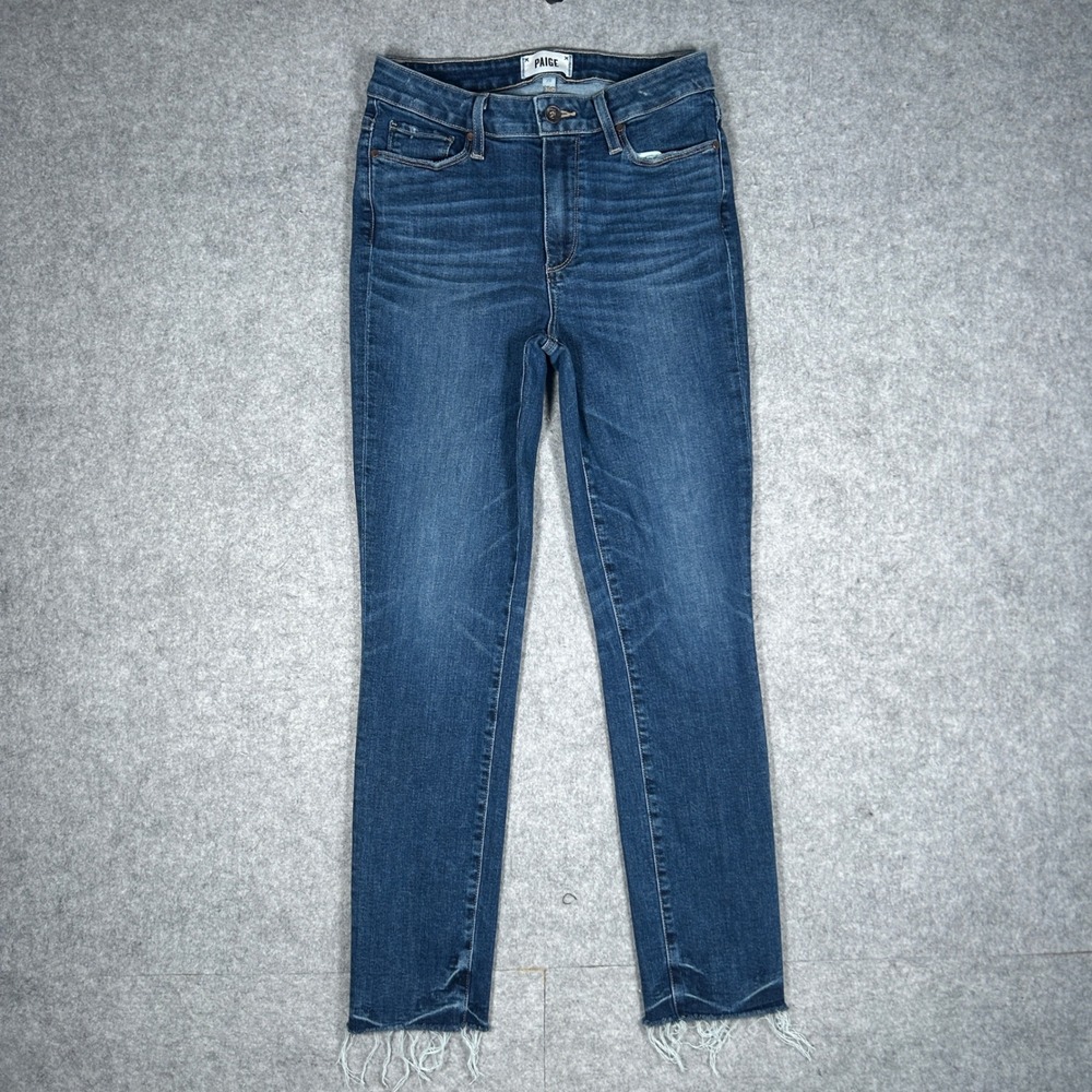 PAIGE Denim Jeans Women 28 Blue Hoxton Ankle Peg Raw Hem Skinny Stretch